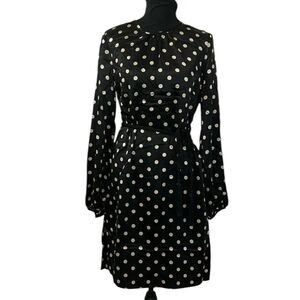 Elizabeth McKay Polka Dot Tie Waist Mini Silk Dress(Size 4)